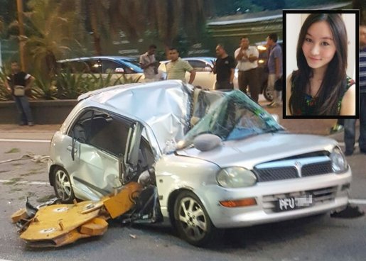 来自檳城的24岁女生陈群欣（小图）在吉隆坡惨被工地吊鉤砸死。