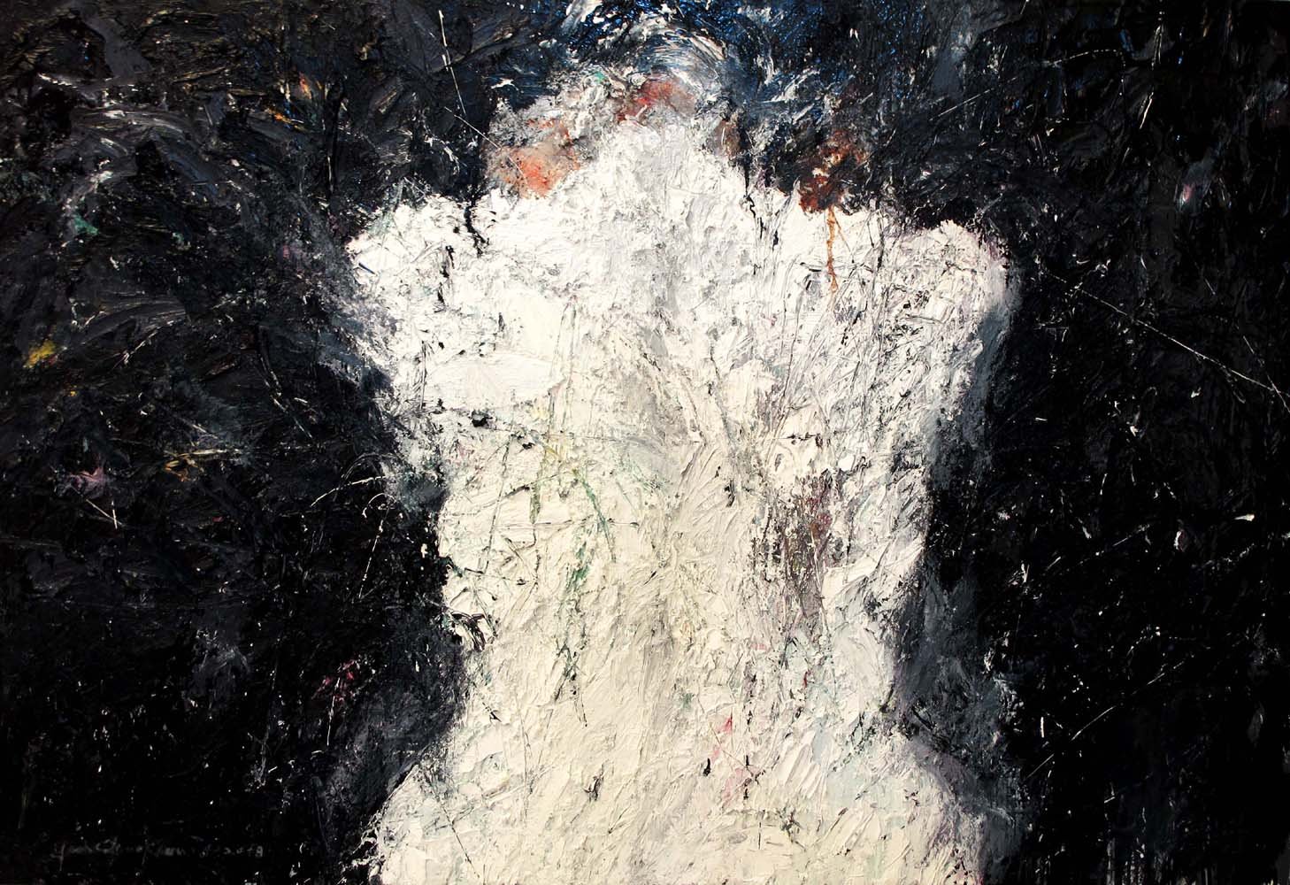 〈Seated〉，2013年的作品。身体与暴力是杨子宽画作常见的主题。（杨子宽提供）