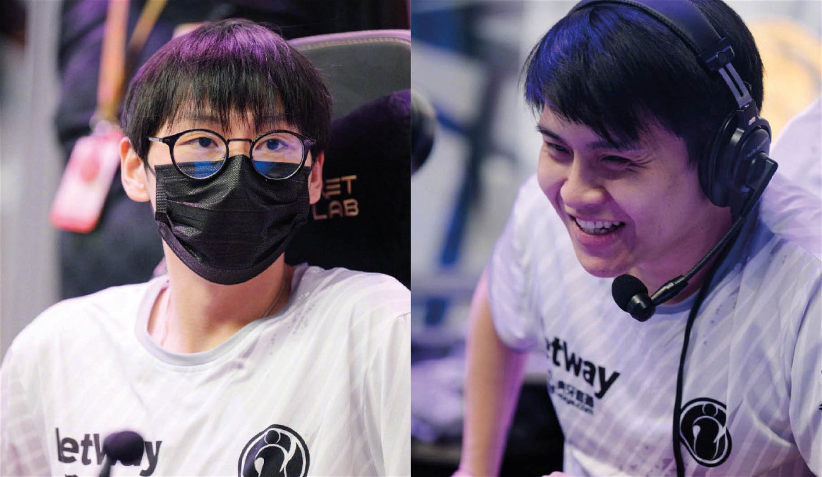 陈重建（Oli；左 ）与郑竣文（JT ）代表中国Invictus Gaming战队，获得第四名佳绩。（取自iG电子竞技俱乐部微博）