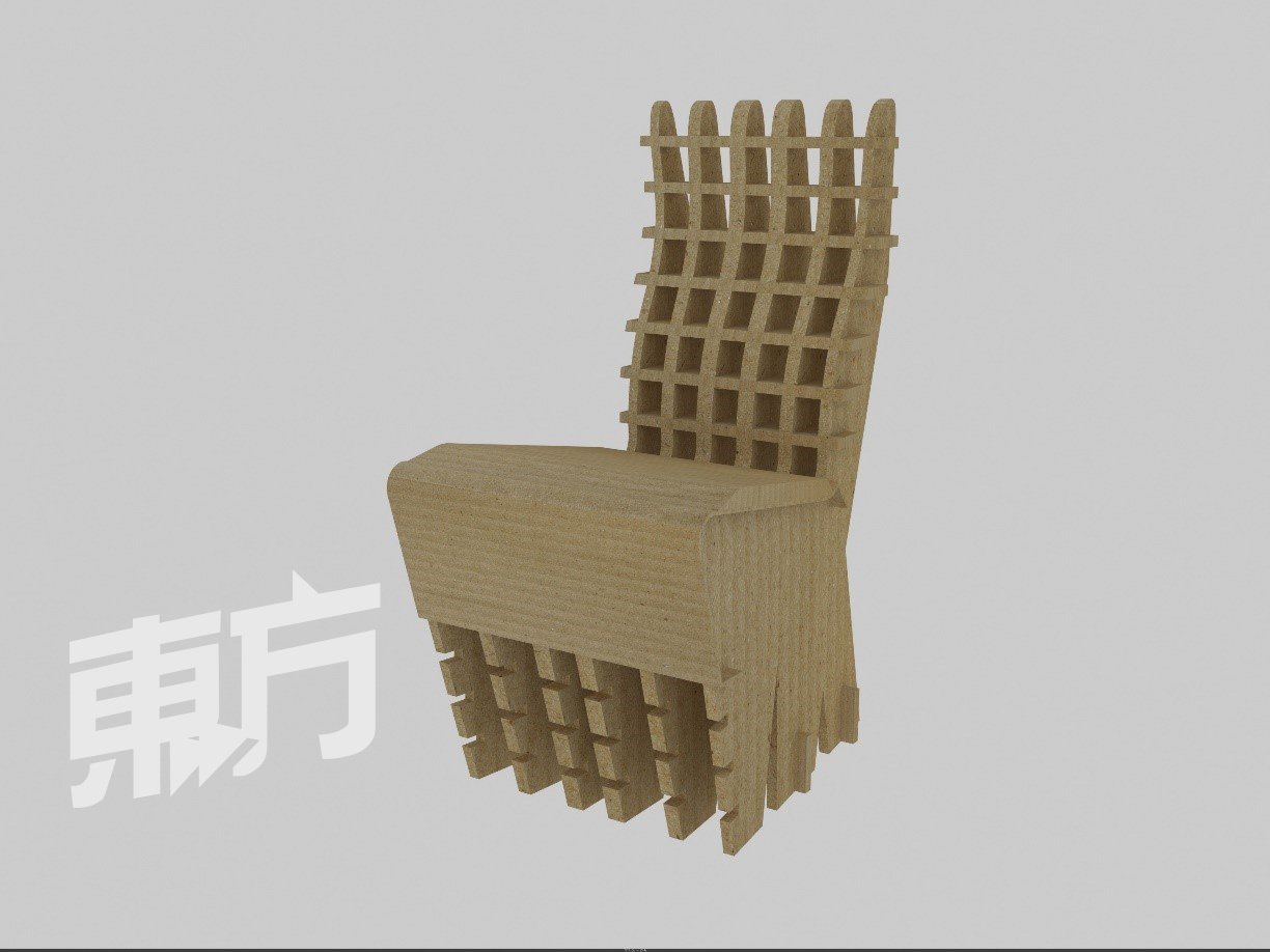 尽管是由纸板所制成，但椅子结构坚固。这样的家具只要在家、以最少的器材即可自行完成制作，掌握个中原理及技巧，就能把材料完整组装。