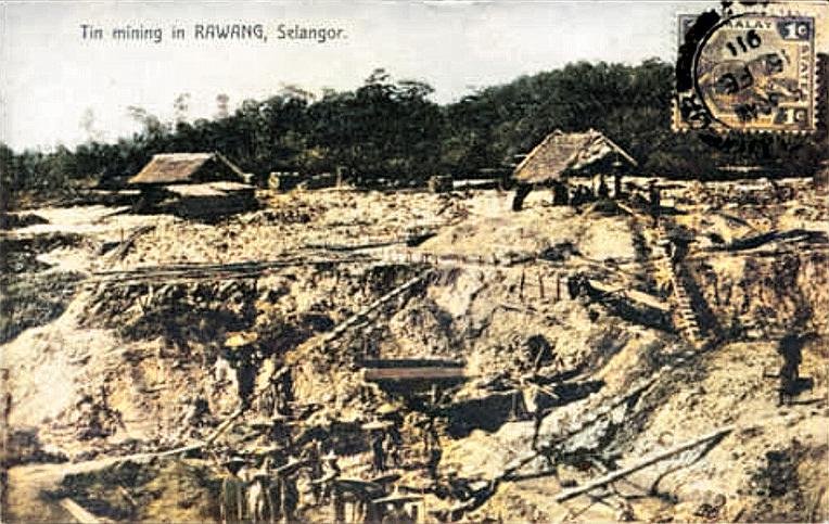 20世纪初的华民在万挠开采的锡矿场，后来英资前来大规模开采千亩大矿场Rawang Tin。