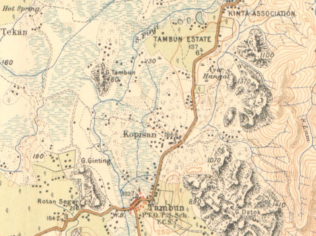 1926年英殖民地图中的Kopisan，华民唤“羔丕山”，即咖啡山之意，早年打扪华民主要聚落。