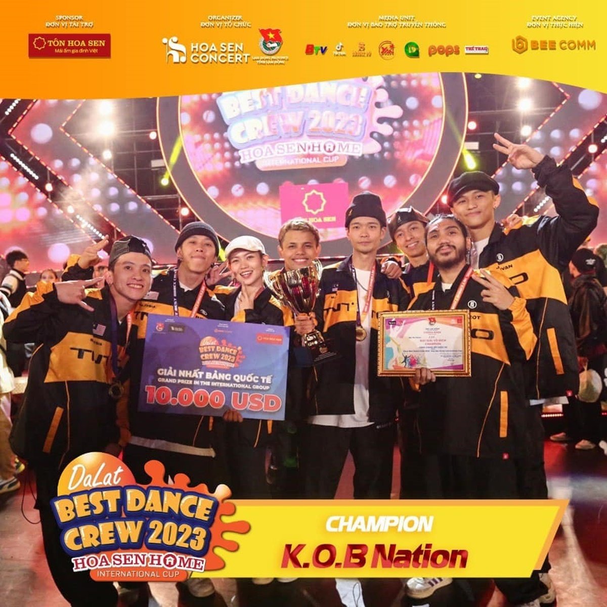K.O.B Nation打败各国舞团，在越南大叻举行的国际舞团大赛中成功获冠。