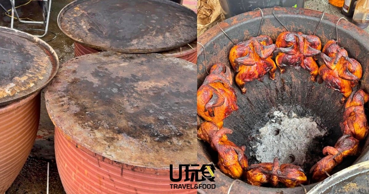 马来瓮炉烤鸡（Ayam Pasu）也称花盆鸡，色泽均匀。