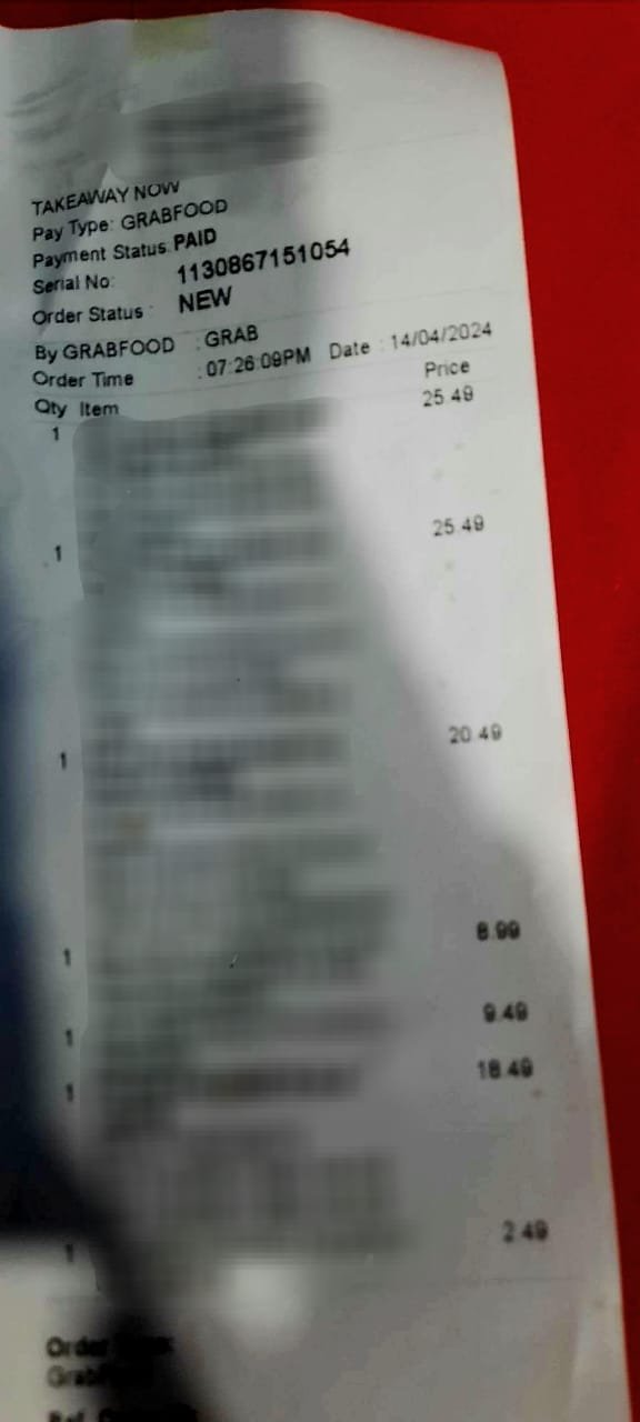 根据女事主发布的账单，所订购购的快餐要价100多令吉。（图取自社媒）