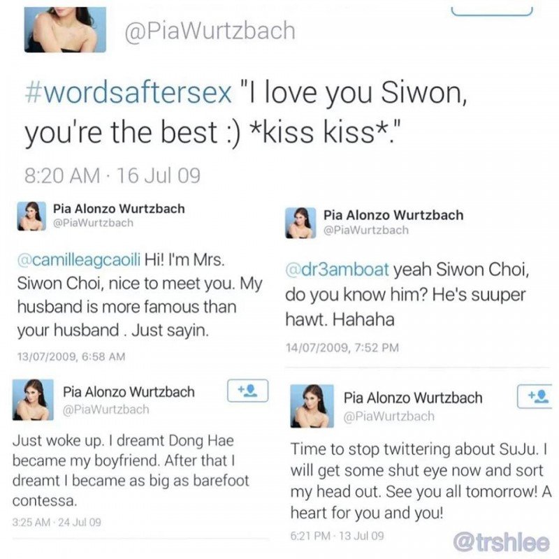 新2015环球小姐冠军乌兹巴赫的往年推文，被网民翻出她曾对始源示爱过的言论。（图取自互联网）