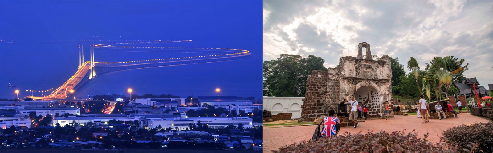 2008年乔治市（左）和马六甲以“马六甲海峡历史城”之名被列入世界文化遗产。