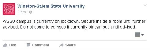 温斯顿赛伦州立大学在枪击案发生的第一时间，紧急在面子书宣布校园关闭。