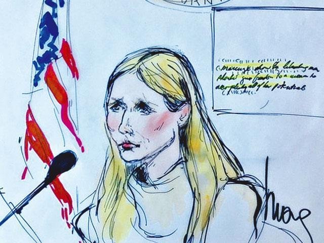 根据法庭绘图，桂莉芙在谈及子女的安危时，顿时泪崩。