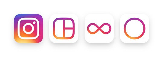 左起为Instagram、Layout、Boomerang和Hyperlapse新版应用程式图标。