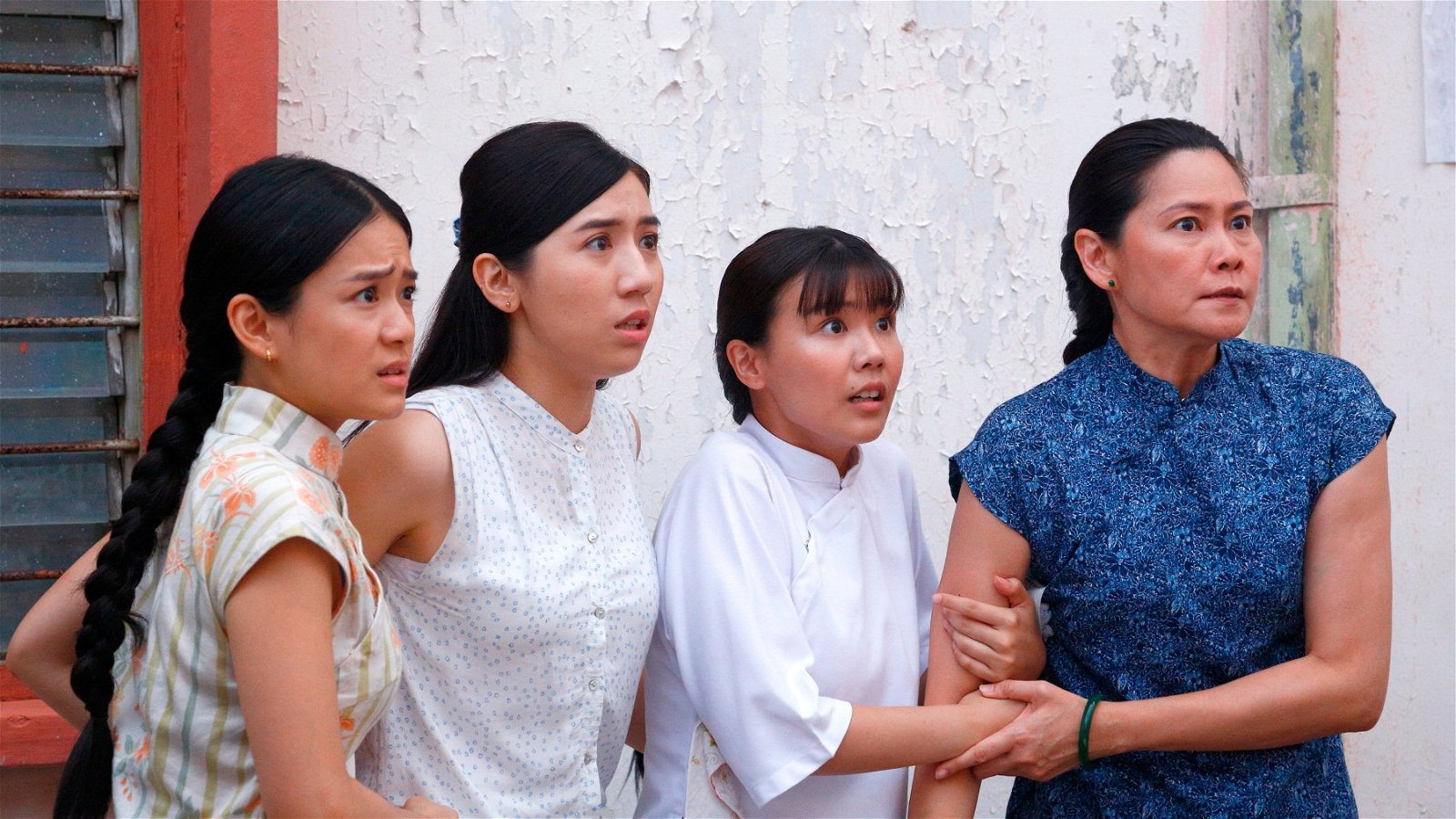 梁祖仪(左起)、陈俐杏、萧丽玲和吕爱琼在《妈姐》培养出真感情，建立深厚感情的她们更称希望 来届《金视奖》可以一起被提名。