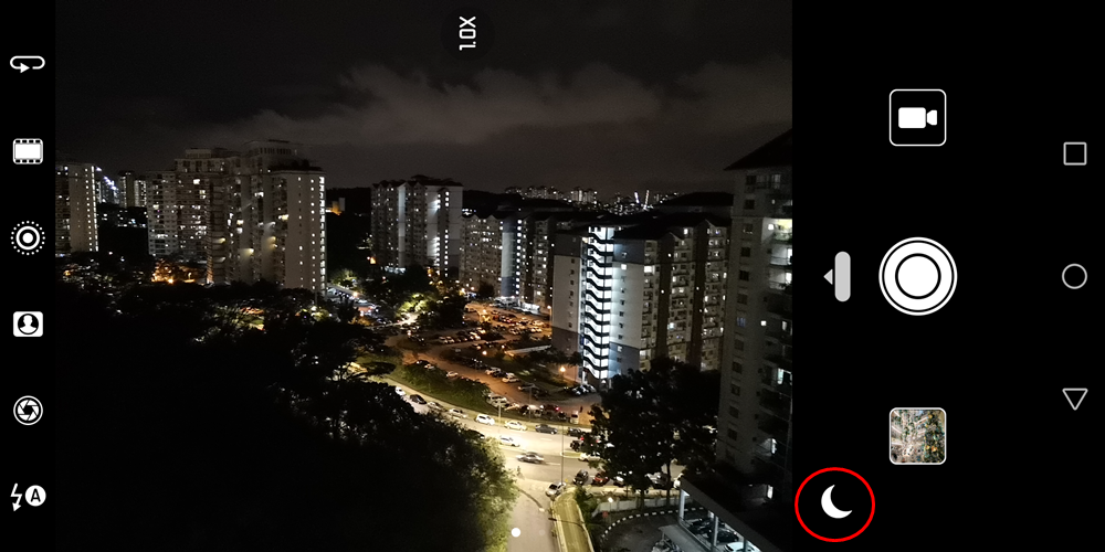Mate 10 Pro智能识别夜景（红圈）。