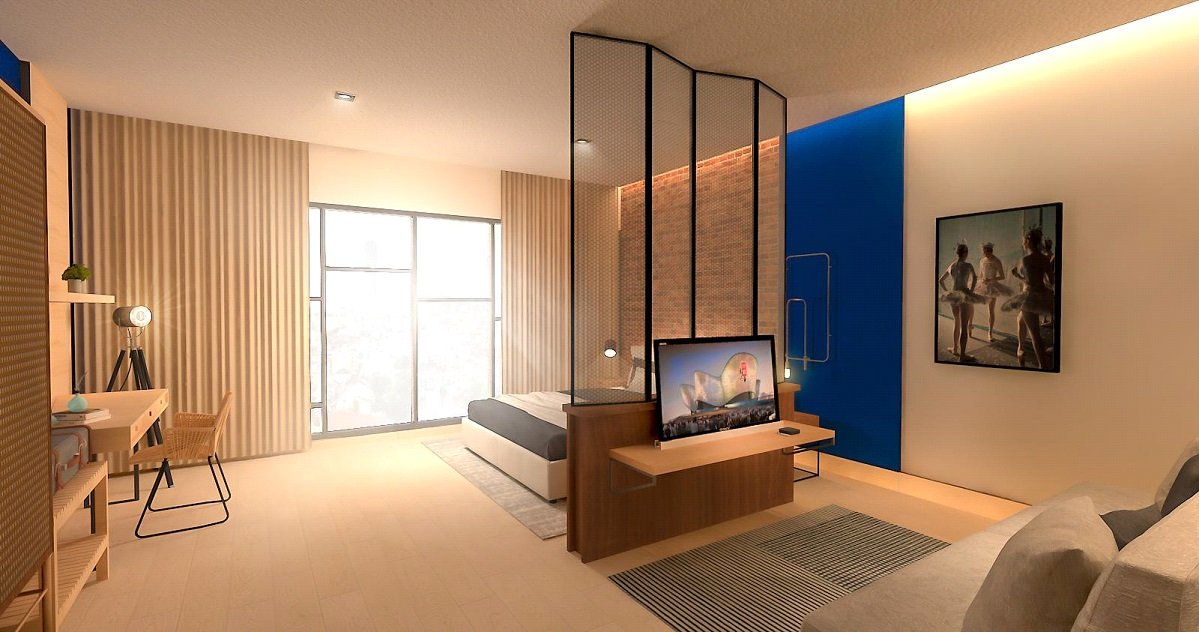 海明湾酒店式公寓项目共有4款房型供选择，其中包括标准精装套房。
