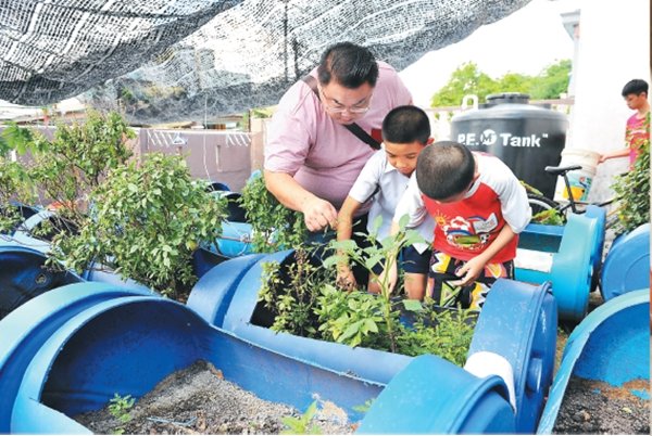 彭际文鼓励孩子们自供自足，更鼓励他们往农业领域发展，所以在院内 开辟了一个“小菜园”，让孩子们亲身体验种菜的乐趣。（摄影：陈为康）
