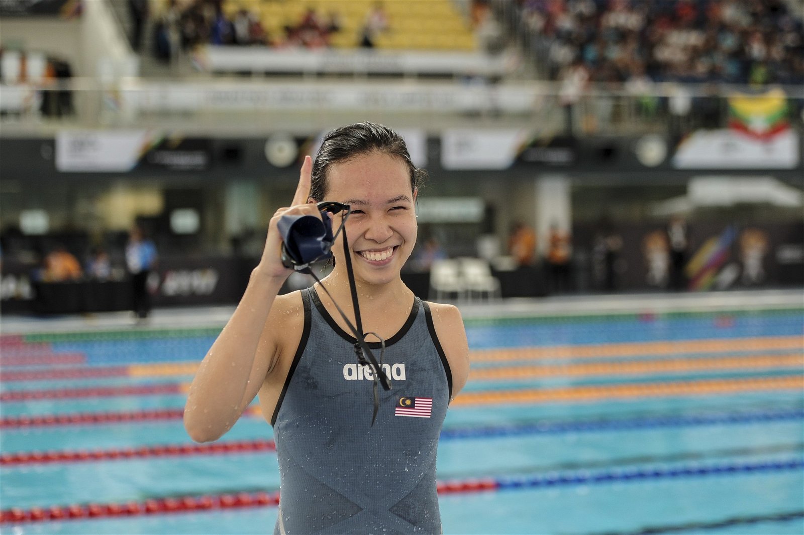 大马游泳女将林嘉敏在女子50公尺自由泳（S8级）中，以破赛会纪录的姿态，首圆金牌梦。
