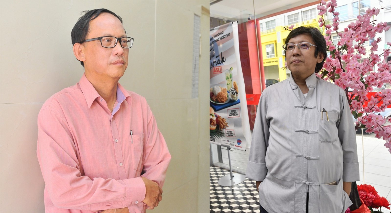 左为马来西亚华人义山联合会总会 主席陈长兴；右为：马来西亚私营墓园商会 会长王琛发