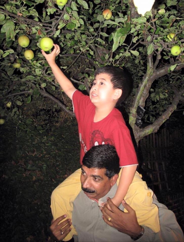 苏古玛兰是东姑阿布峇卡的玩伴，图为他帮助东姑阿布峇卡从树上摘下苹果。