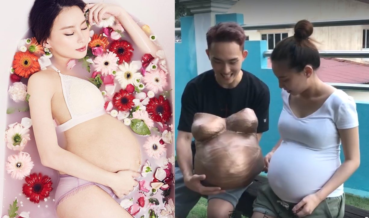 Mia蔡安廷怀第二胎时，不仅拍了孕妇写真，也做了孕肚模型。