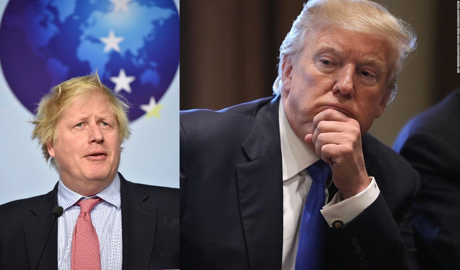 左：英国外交部长约翰逊；右：美国总统特朗普。