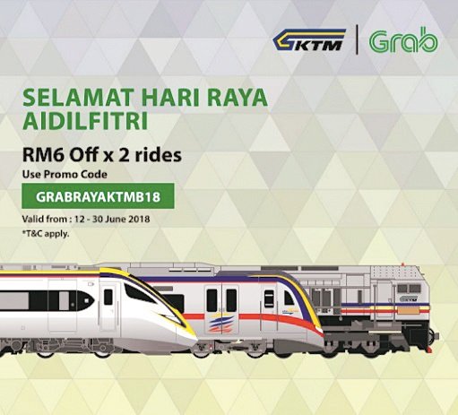 Grab趁著佳节与马来亚铁道公司（KTMB）合作，为回乡游子奉上2次往返火车站的6令吉折扣，留住客户。