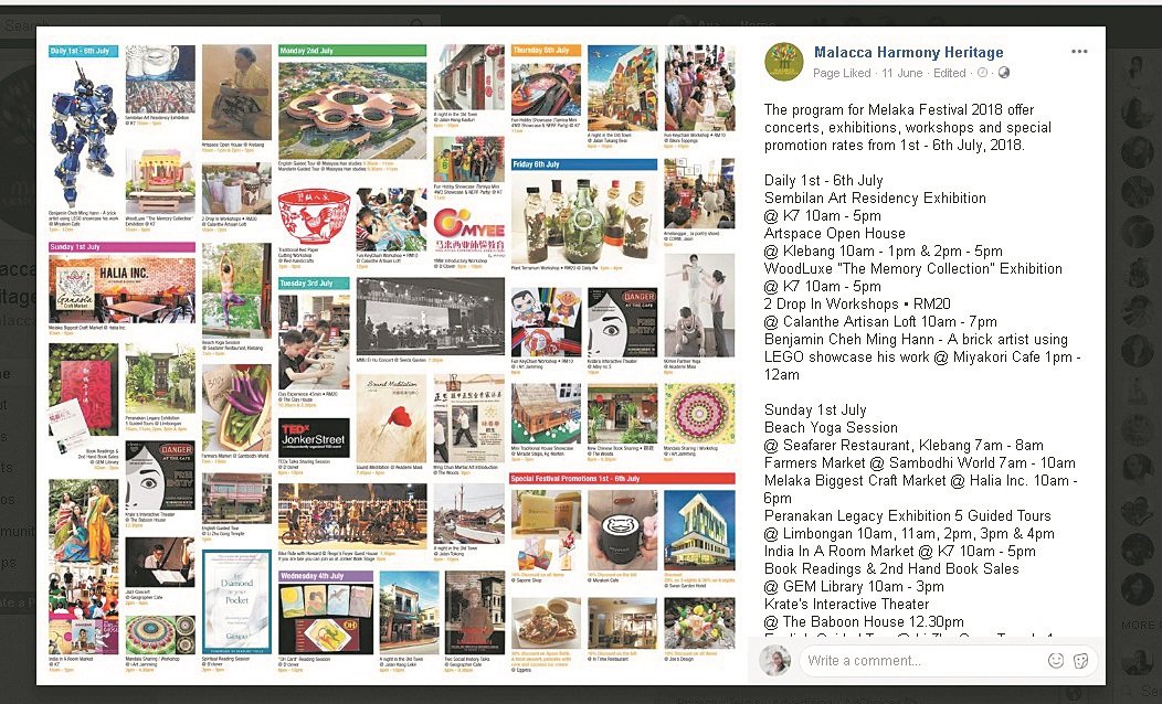 马六甲庆典详细活动内容已开始放上Malacca Harmony Heritage面子书专页。