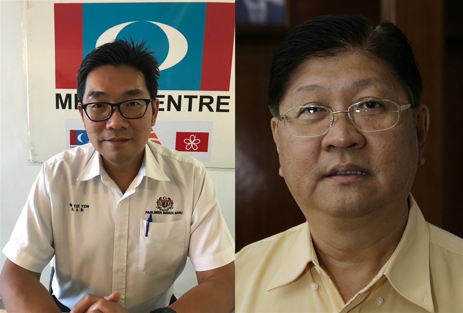 左：沈志勤（公正党峇央峇鲁 国会议员）；右：陈协成（槟马华秘书）