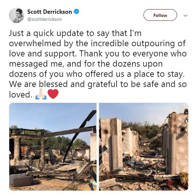 导演史考特德瑞森（Scott Derrickson）在推特报平安。