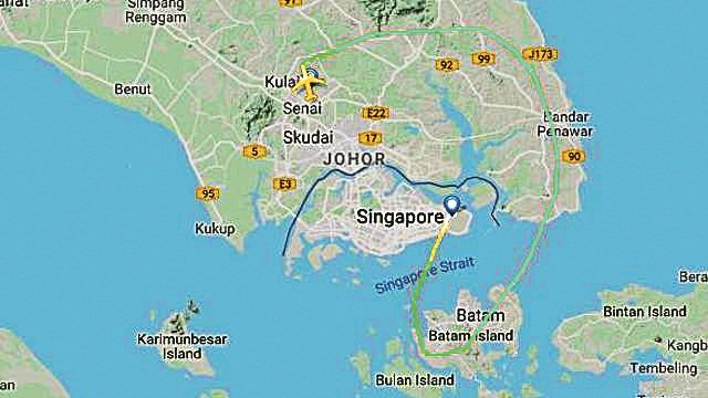 根据flightradar24网站截图可见， 新航SQ861班级临时降落柔佛才飞往新加坡。