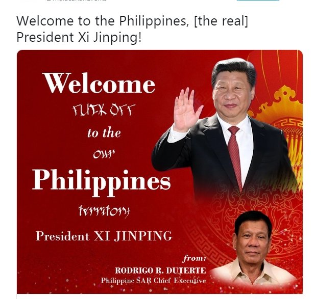 有网民嘲讽道：欢迎“菲律宾真正的总统”。