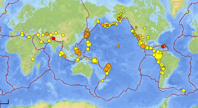 太平洋地区周边国家、地区和岛屿连续发生地震。