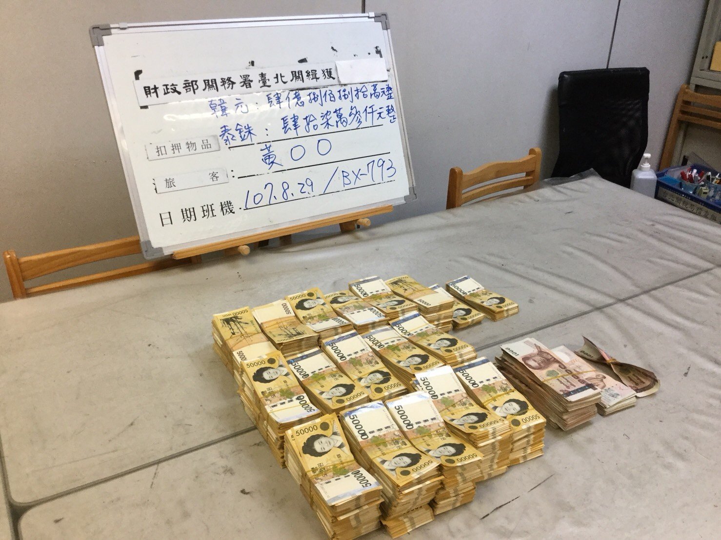 戴子郎返回台湾时，将价值约170万令吉的韩元与泰铢放在随身行李及托运行李，因未申报遭没入国库。