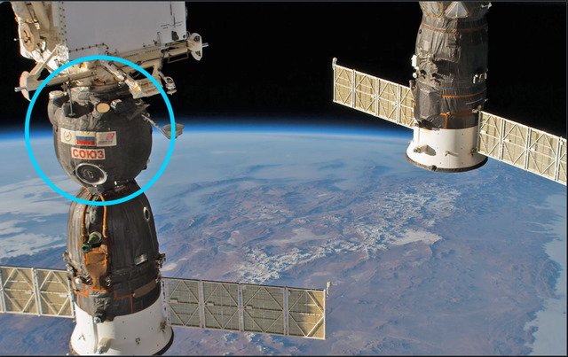 日前太空人检查后，发现是连接太空站的俄罗斯太空船出现裂缝。