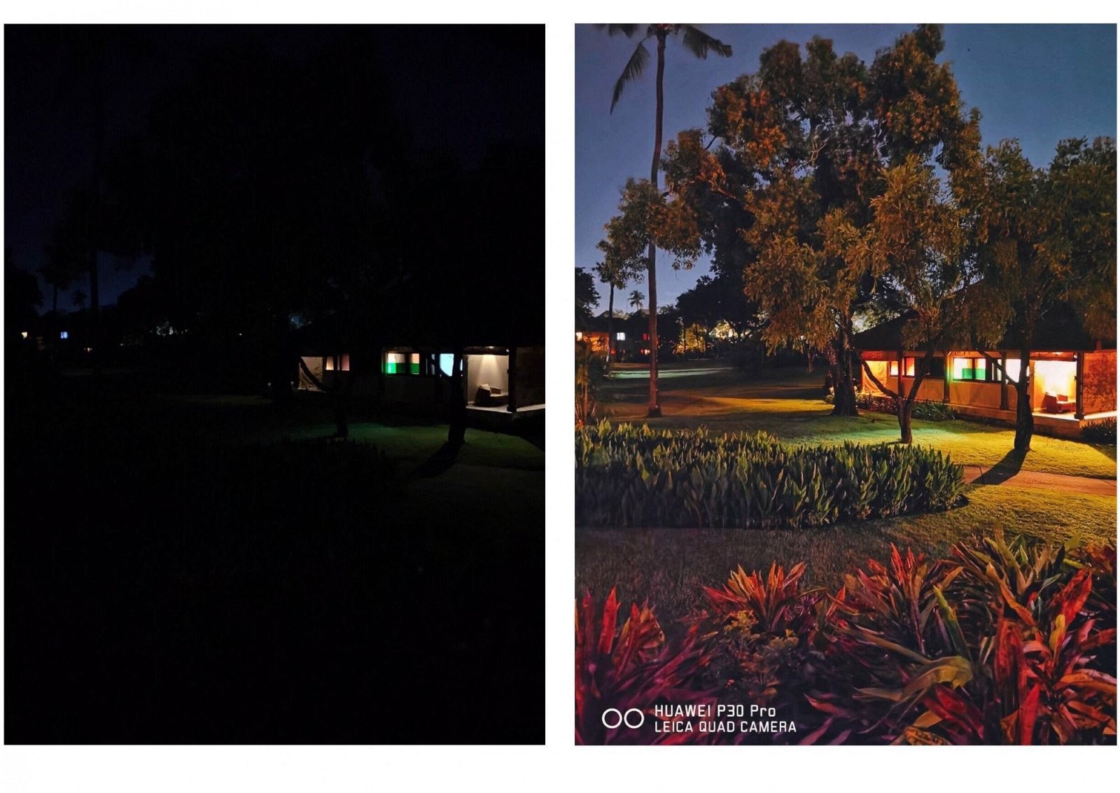 从左图可见,拍摄环境非常昏暗只能看到灯光,但华为P30Pro却将物体的细节都保留下来,甚至比肉眼看的更明亮。Photo by smashpop