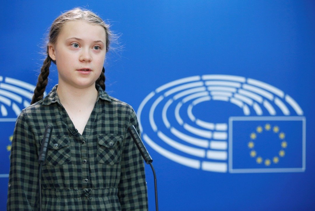 反全球暖化运动的瑞典少女桑柏格（Greta Thunberg ）