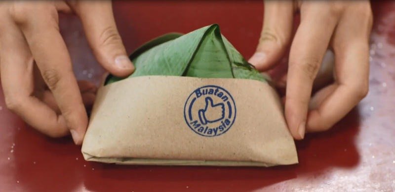 椰浆饭包装印著马来西亚制造字样。（视频截图）