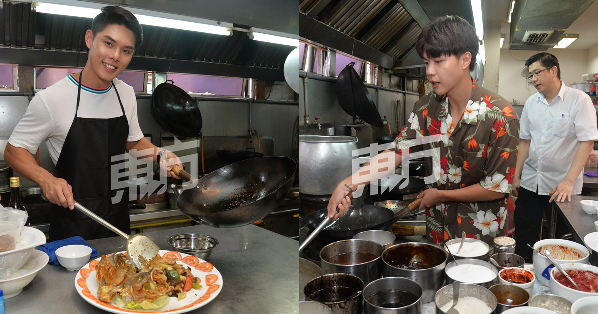 盛天俊和许亮宇为了把煮好的菜盛在盘中，而需要拿起沉重的锅，让两人事后大呼好重，也非常佩服厨师的工作。