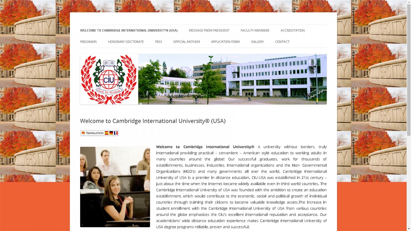 美国的“剑桥国际大学”网站。