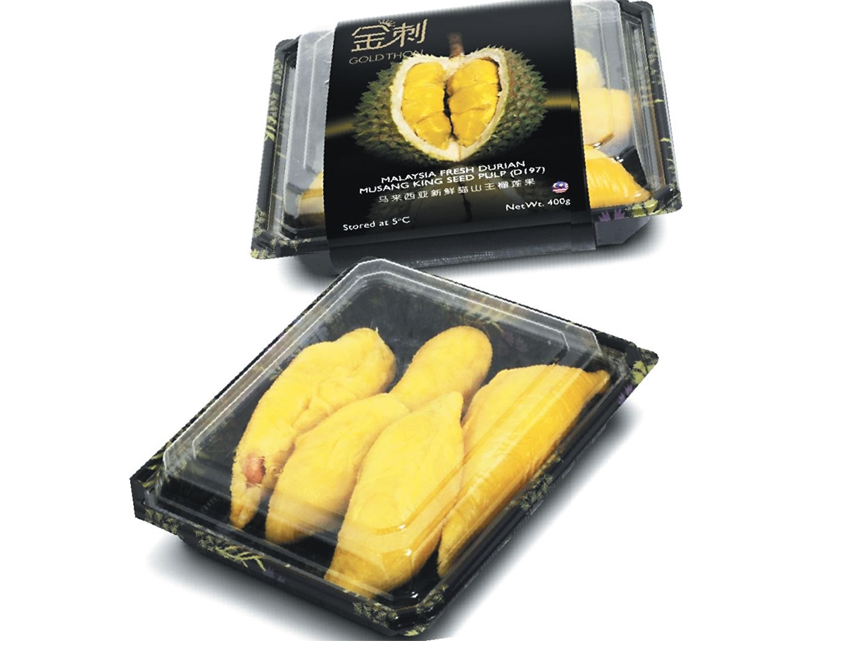 顶好水果有限公司出产的去壳榴梿金刺（Gold Thon）品牌，以新鲜的猫山王榴梿为主，满足老饕的榴梿瘾。