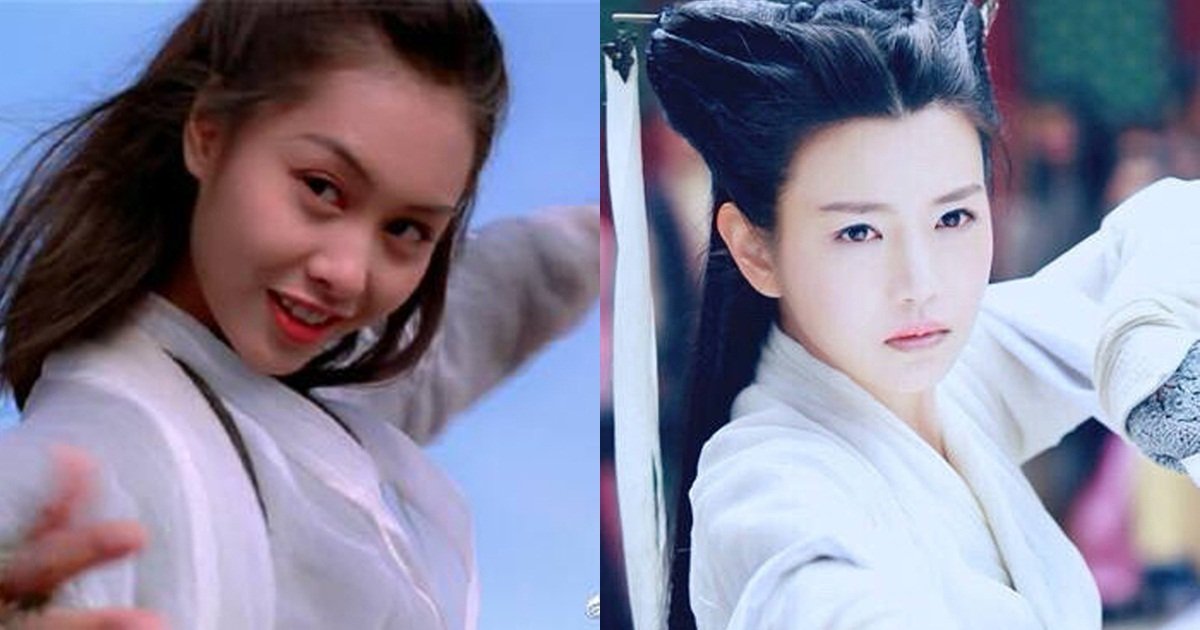 朱茵当年演的“紫霞仙子”被喻为经典，图右为陈妍希此前演 的小龙女。