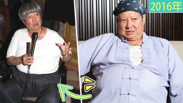 洪金宝（左图）昨现身开镜仪式，大肚腩比2年前（右图）消风了一些。（图取香港《苹果日报》）