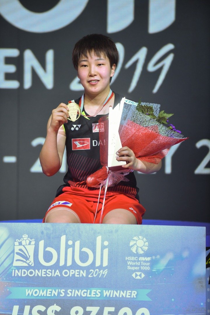 日本“小钢炮”山口茜在印尼赛女单封后，拿到今年首个冠军。