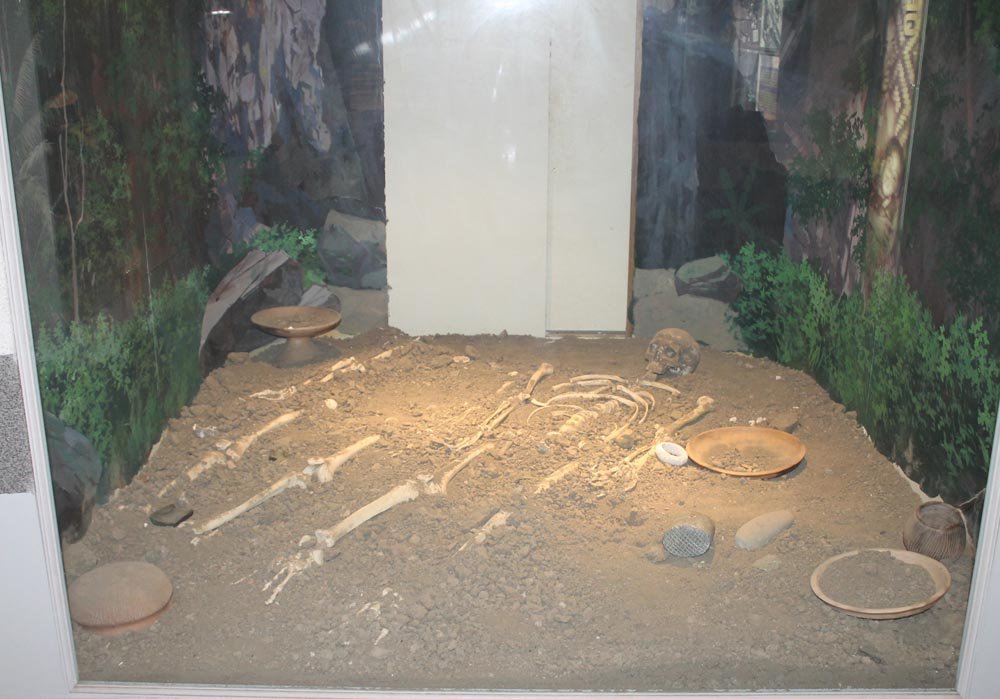 这是复制玲珑哈尼茂洞穴发现的2000至4000年前骨骸，陪葬品包括陶器、石器及首饰等。