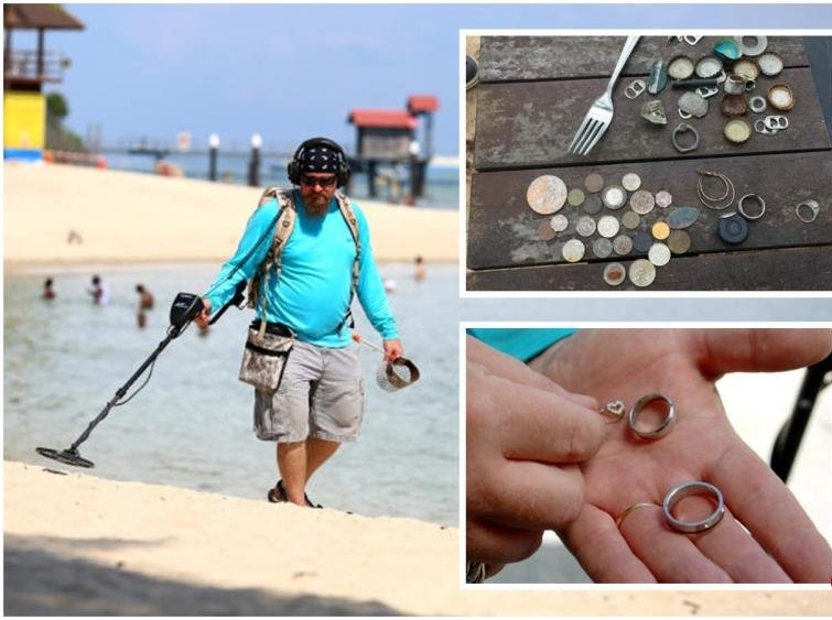 丹摩根喜爱寻宝，用妻子送他的金属探测器，在新加坡沙滩上找到许多宝物。
