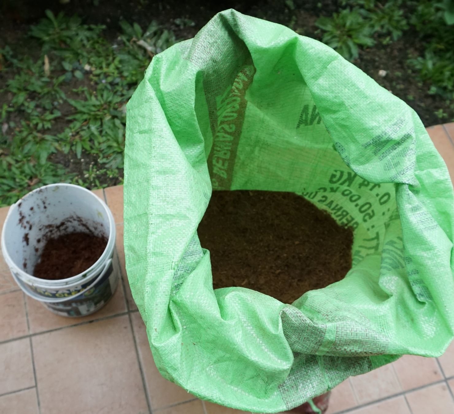 嫁接时用的椰糠，左边是浸了一夜的椰糠，作为生长细根的材料。