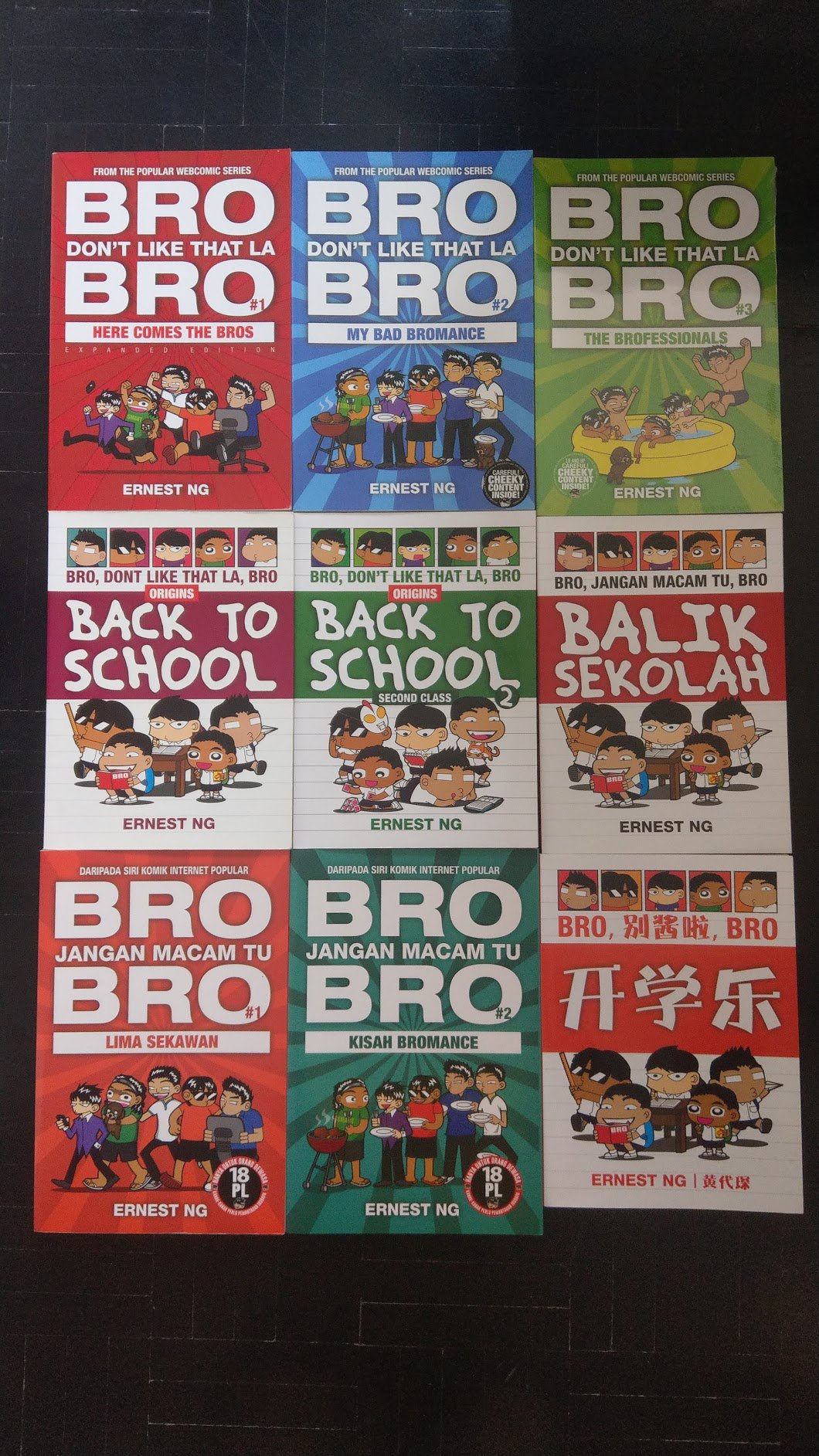 黄代琛出版过多本漫画集，3语皆有，全以“Bro, don't like that lah, bro”为背景。Bro（兄弟）是他的4位儿时好友，大部份情节曾真实发生在生活中。