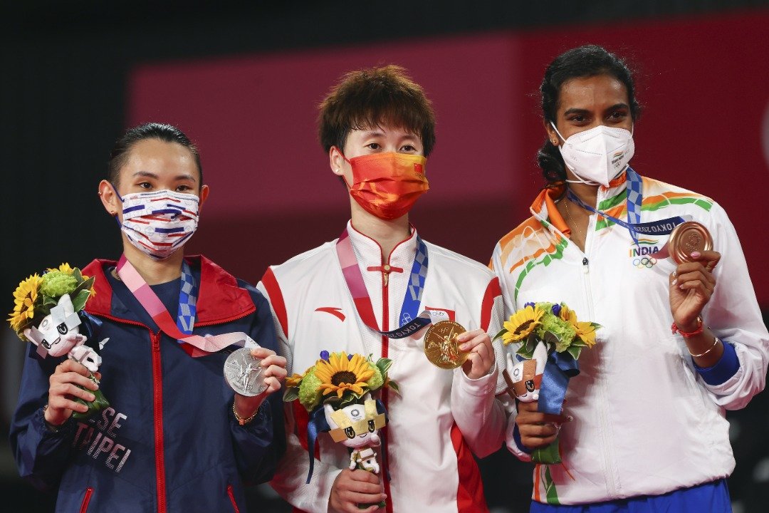 陈雨菲（中）成功为中国夺下东奥女单金牌。（图取自路透社）