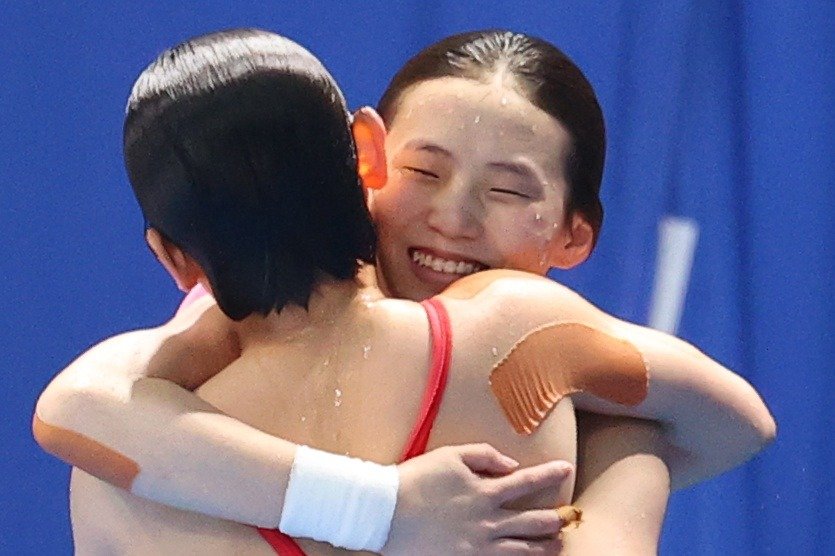 陈芋汐与张家齐成功为中国跳水队添上1金。（图取自路透社）