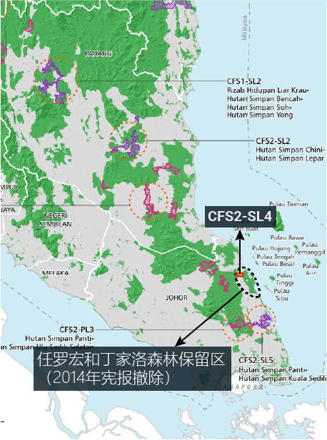 “SL4”旨在通过中央森林脊柱计划将任罗宏和丁加洛森林连接到更大的森林网络。（2015年国家第三实体规划图表）