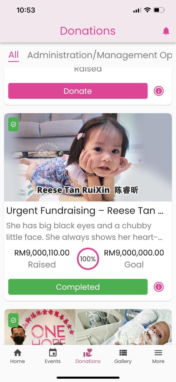 Reese陈睿昕所需的900万令吉医费，经已筹足，one hope charity即日起停止募款。