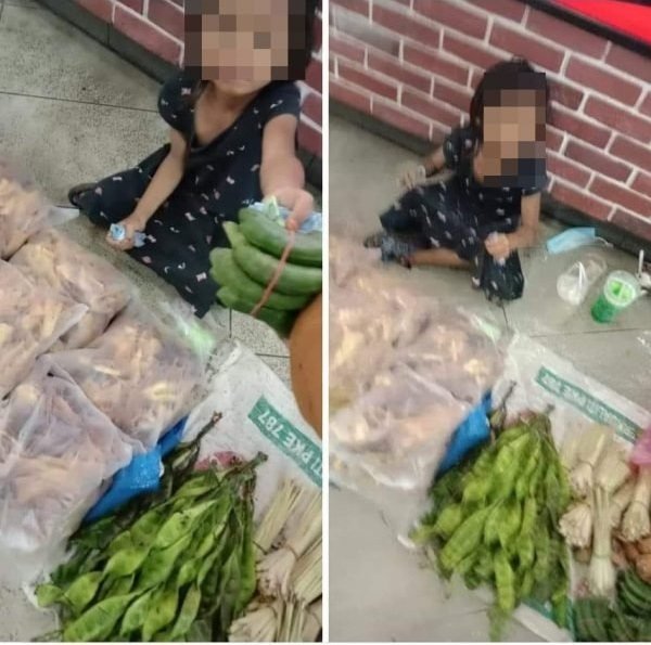 女童独自一人在银行外卖菜，被网民拍下放上网，引起警方关注。